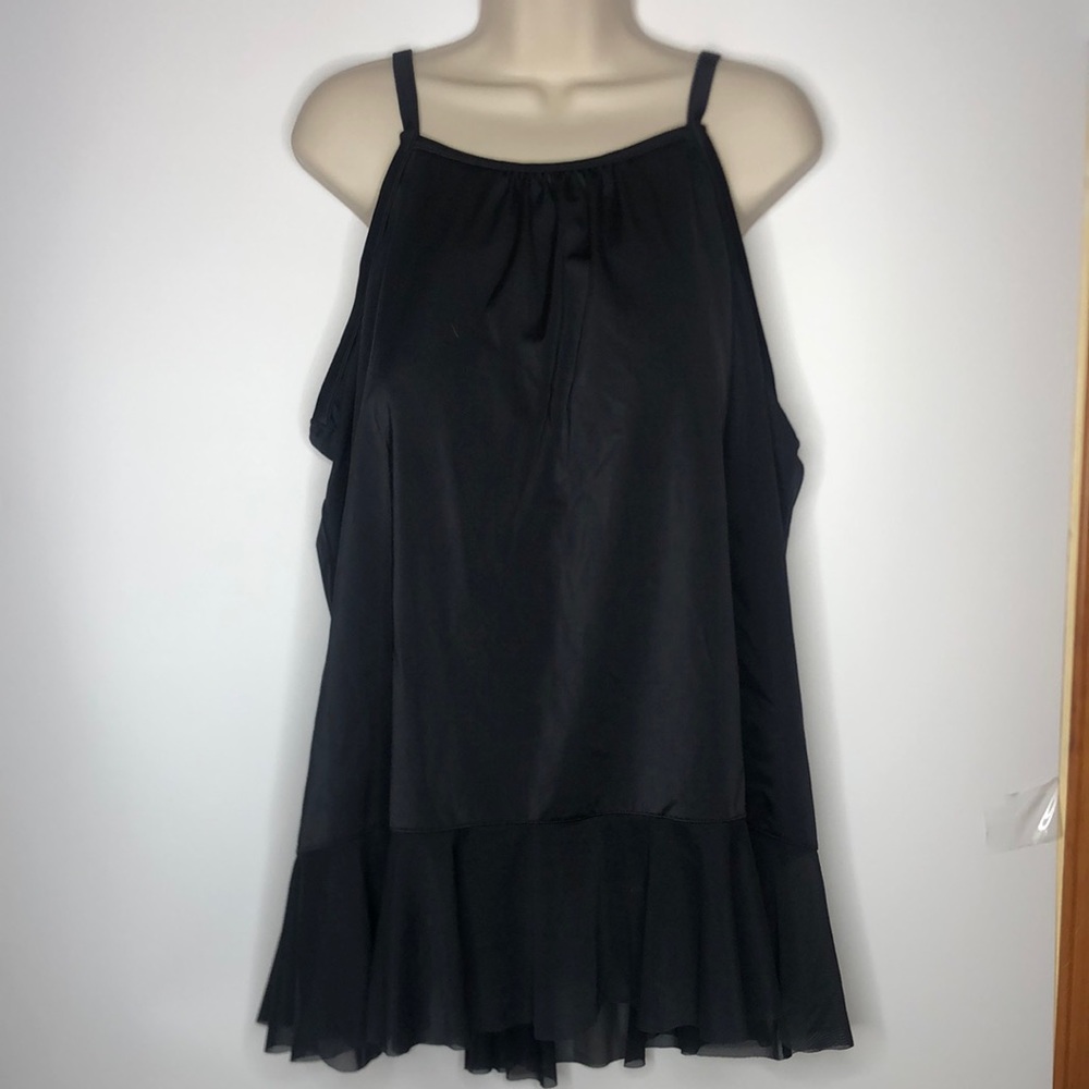 NWT Swim Solutions Women’s Plus Size Pleated Tankini Top Black 20W PLUS SIZE